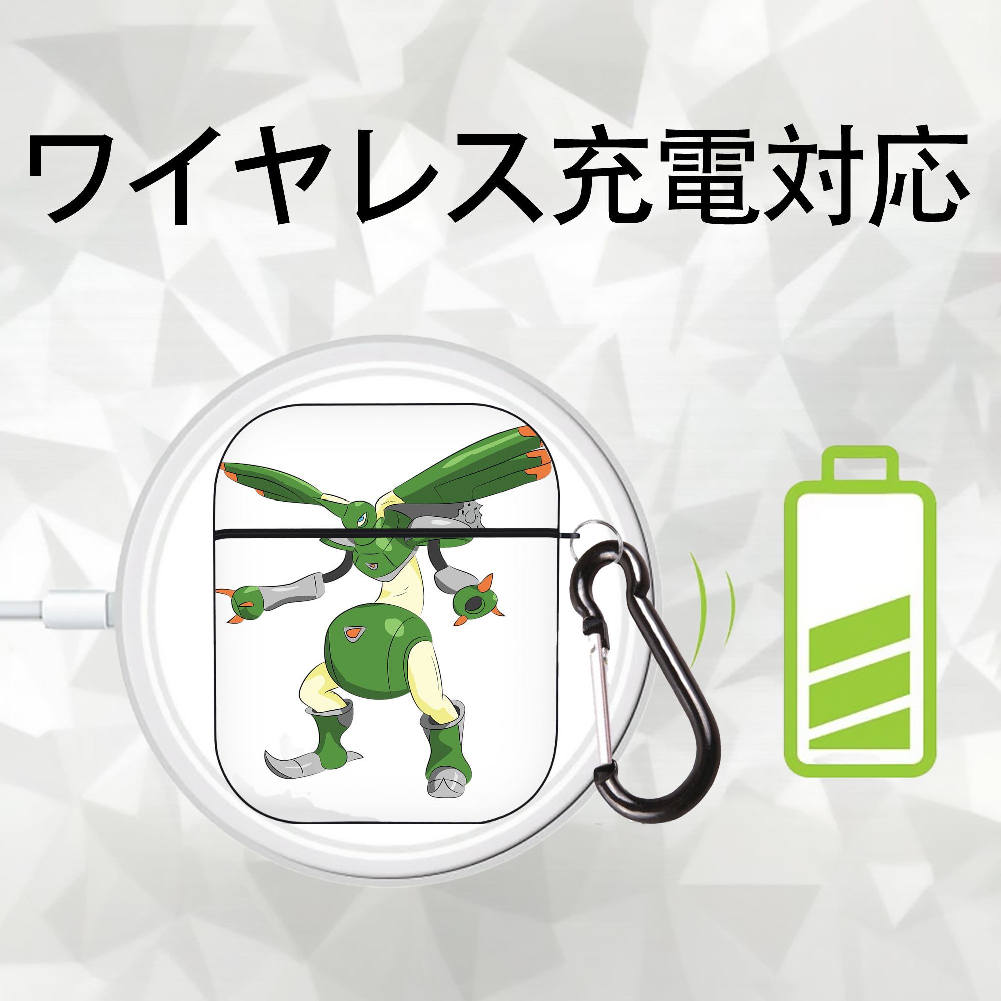 Digimon デジタルモンスター/デジモン AirPods 第2世代保護ケース ハードシェル ブラック 耐衝撃・防指紋・カラビナ付き