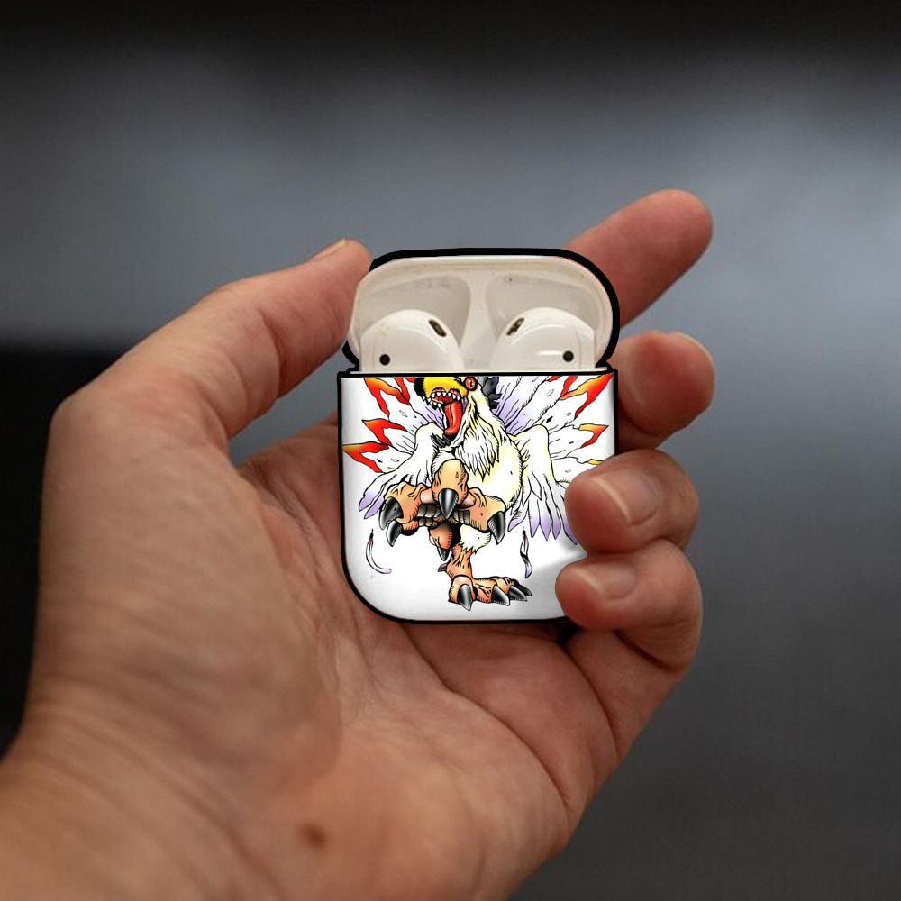 Digimon デジタルモンスター/デジモン AirPods 第2世代保護ケース ハードシェル ブラック 耐衝撃・防指紋・カラビナ付き
