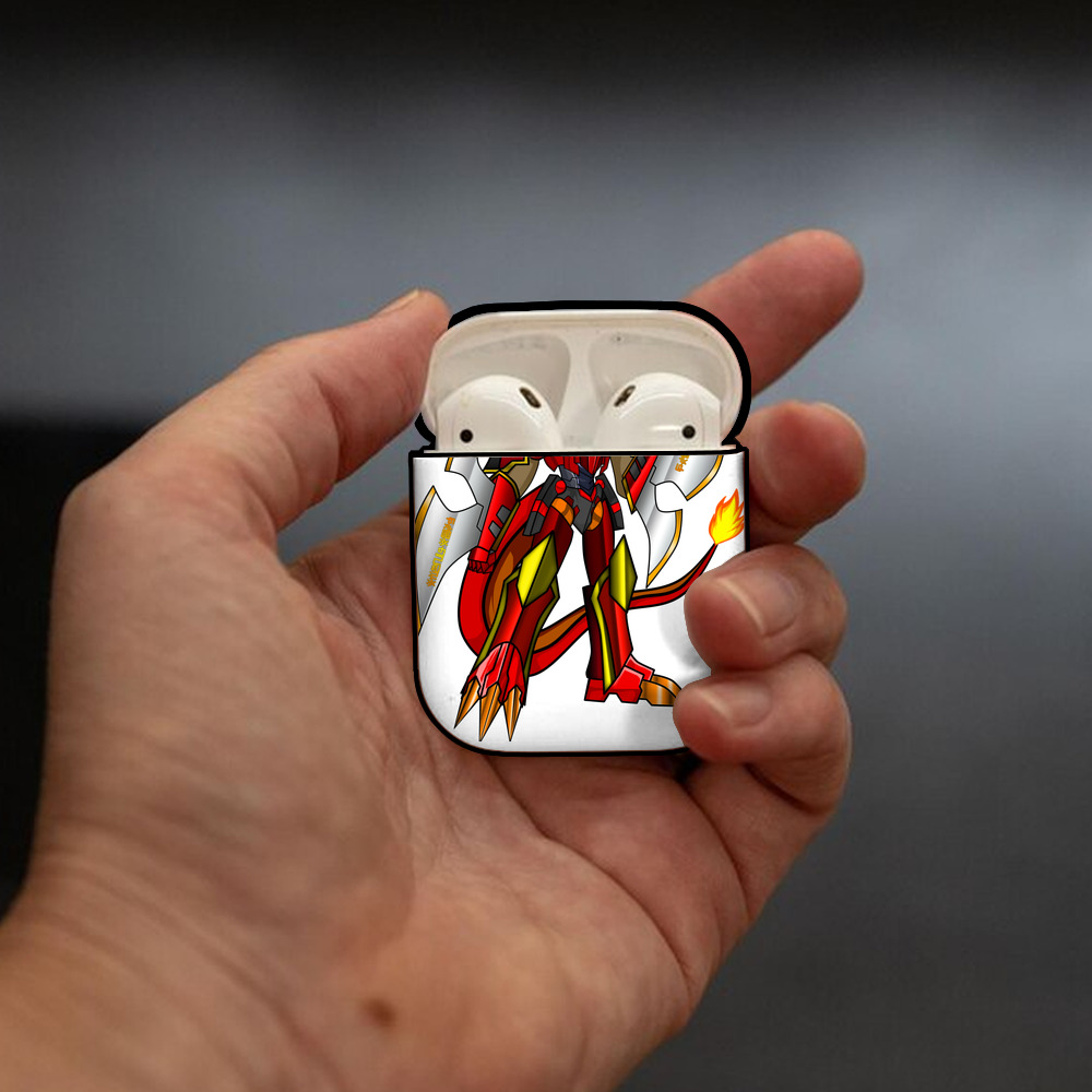 Digimon デジタルモンスター/デジモン AirPods 第2世代保護ケース ハードシェル ブラック 耐衝撃・防指紋・カラビナ付き
