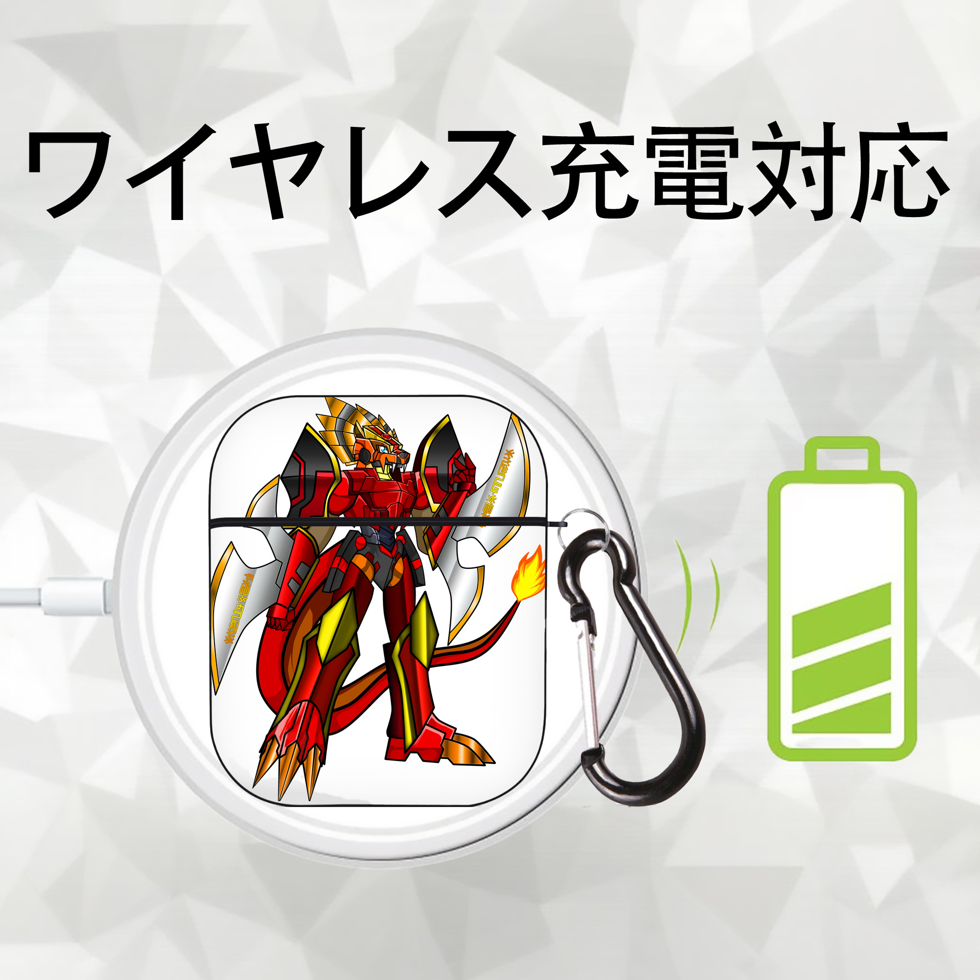 Digimon デジタルモンスター/デジモン AirPods 第2世代保護ケース ハードシェル ブラック 耐衝撃・防指紋・カラビナ付き