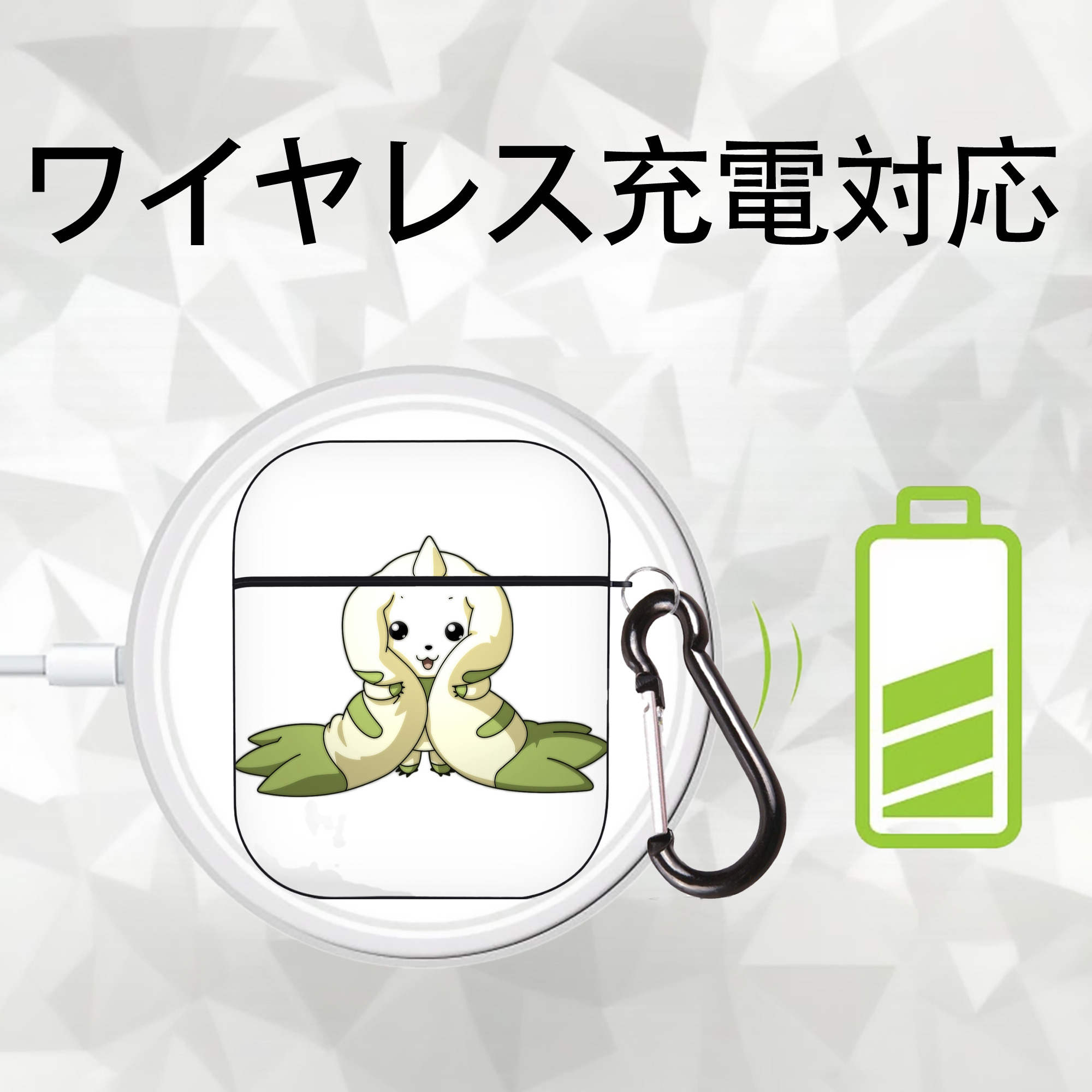 Digimon デジタルモンスター/デジモン AirPods 第2世代保護ケース ハードシェル ブラック 耐衝撃・防指紋・カラビナ付き