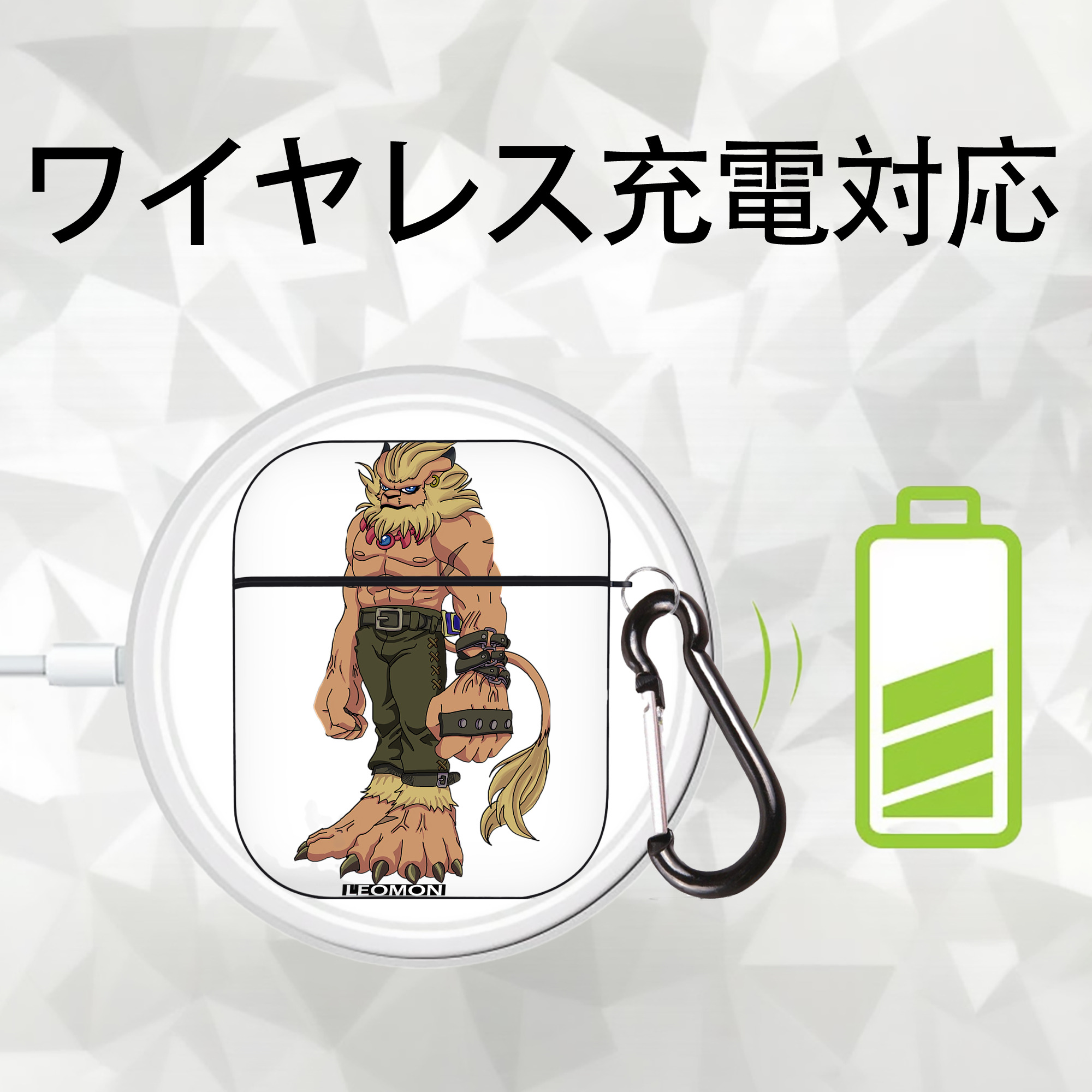 Digimon デジタルモンスター/デジモン AirPods 第2世代保護ケース ハードシェル ブラック 耐衝撃・防指紋・カラビナ付き