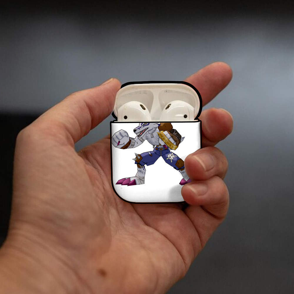 Digimon デジタルモンスター/デジモン AirPods 第2世代保護ケース ハードシェル ブラック 耐衝撃・防指紋・カラビナ付き