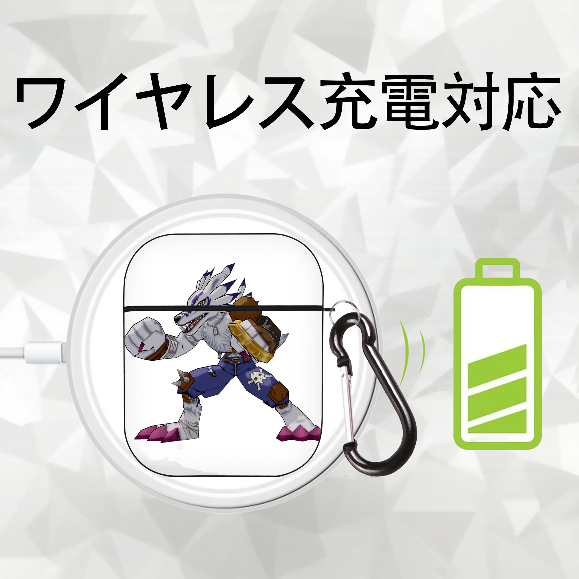 Digimon デジタルモンスター/デジモン AirPods 第2世代保護ケース ハードシェル ブラック 耐衝撃・防指紋・カラビナ付き