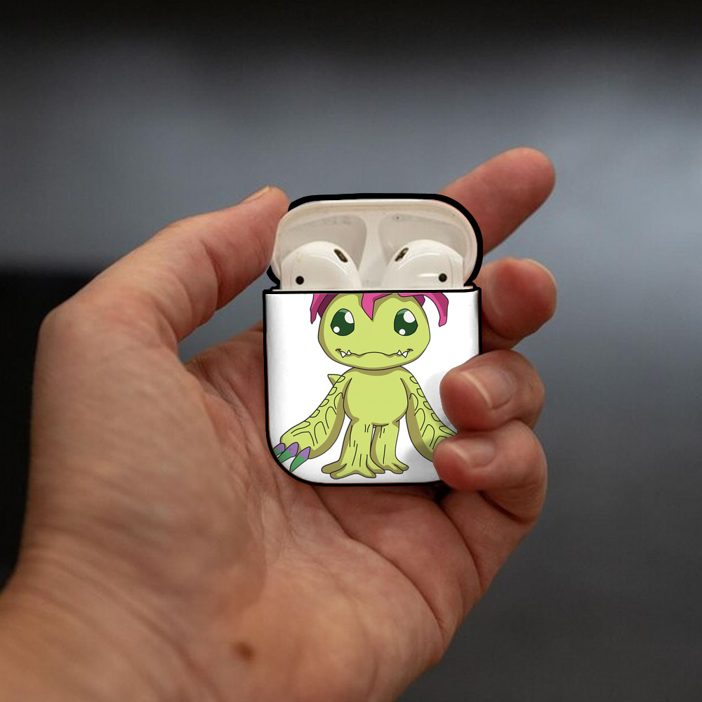 Digimon デジタルモンスター/デジモン AirPods 第2世代保護ケース ハードシェル ブラック 耐衝撃・防指紋・カラビナ付き