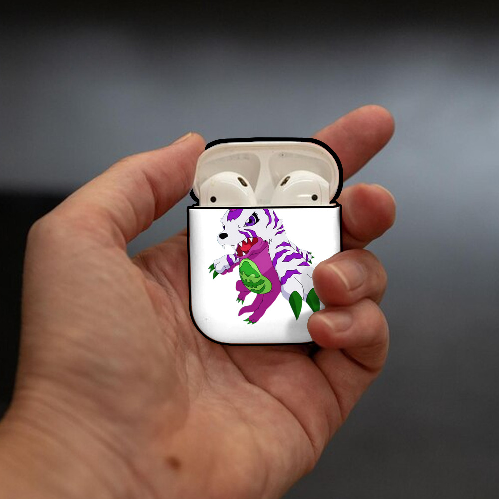 Digimon デジタルモンスター/デジモン AirPods 第2世代保護ケース ハードシェル ブラック 耐衝撃・防指紋・カラビナ付き