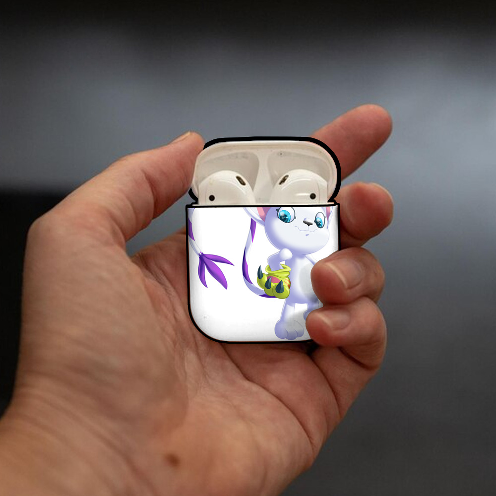 Digimon デジタルモンスター/デジモン AirPods 第2世代保護ケース ハードシェル ブラック 耐衝撃・防指紋・カラビナ付き