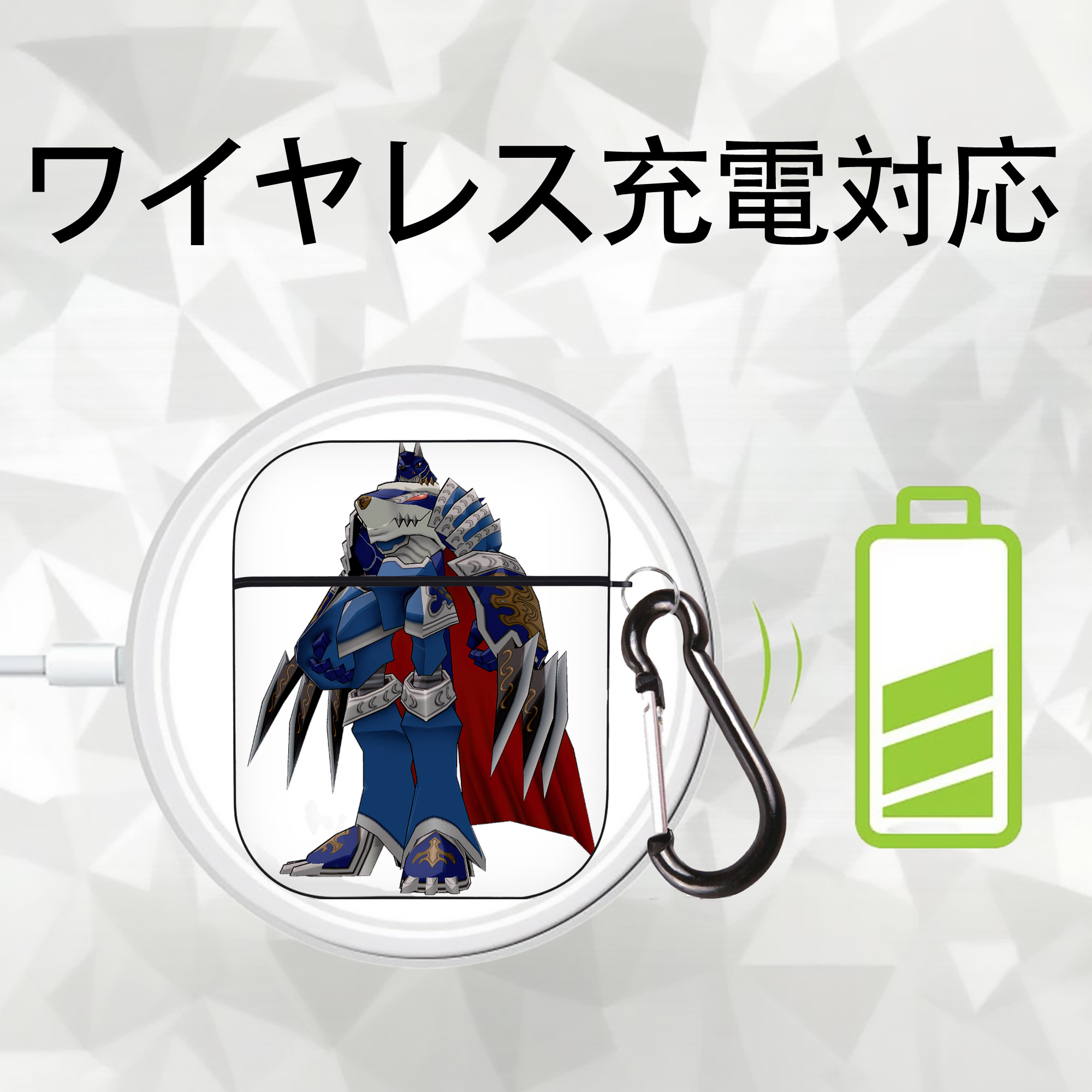 Digimon デジタルモンスター/デジモン AirPods 第2世代保護ケース ハードシェル ブラック 耐衝撃・防指紋・カラビナ付き
