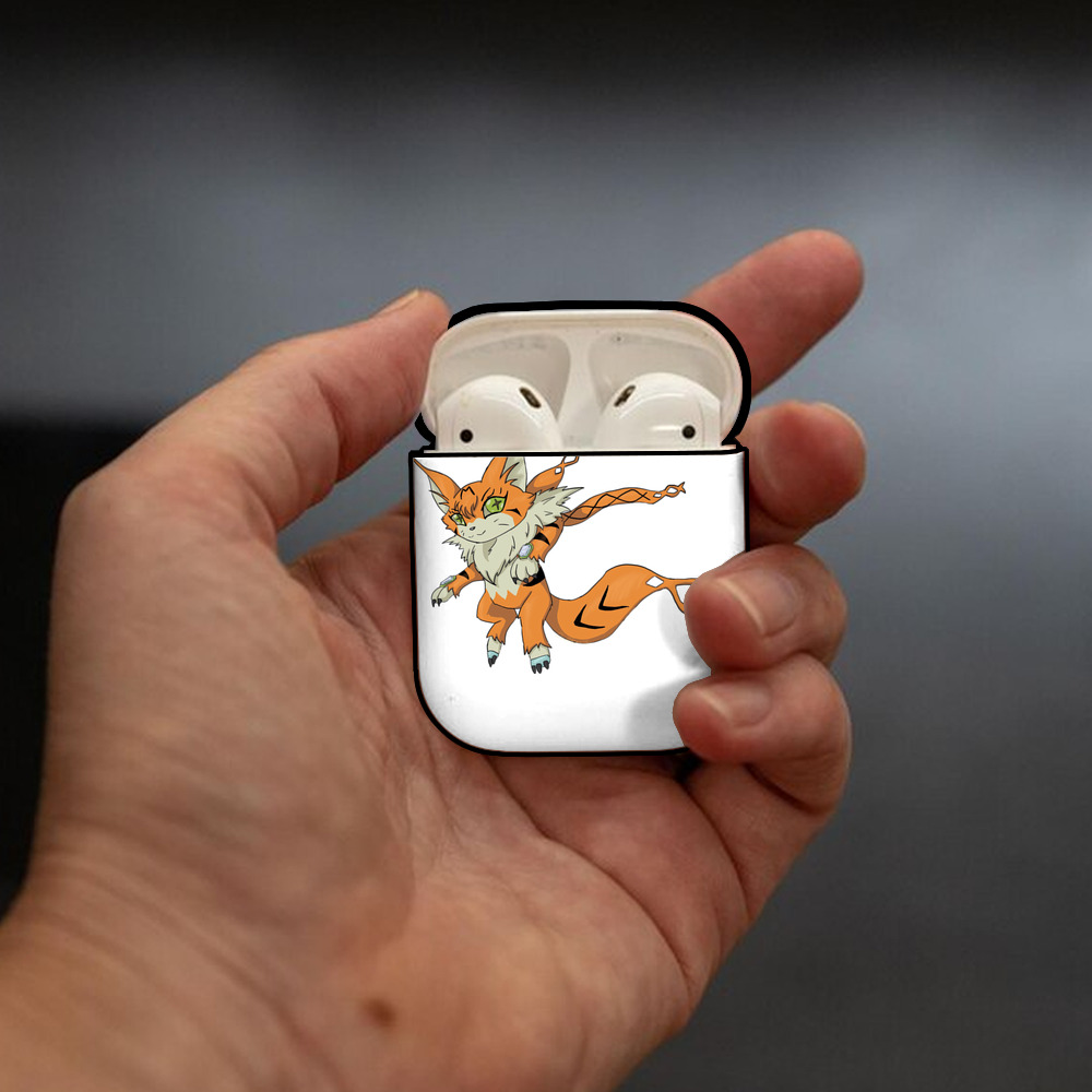 Digimon デジタルモンスター/デジモン AirPods 第2世代保護ケース ハードシェル ブラック 耐衝撃・防指紋・カラビナ付き