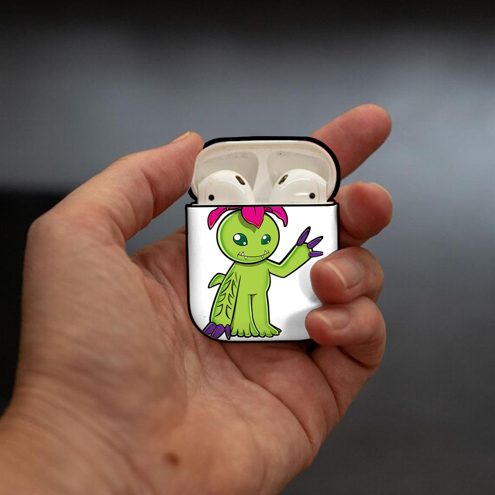 Digimon デジタルモンスター/デジモン AirPods 第2世代保護ケース ハードシェル ブラック 耐衝撃・防指紋・カラビナ付き
