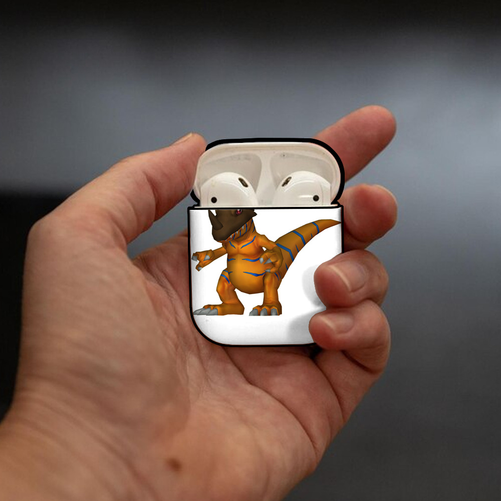 Digimon デジタルモンスター/デジモン AirPods 第2世代保護ケース ハードシェル ブラック 耐衝撃・防指紋・カラビナ付き