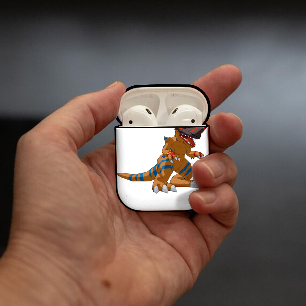 Digimon デジタルモンスター/デジモン AirPods 第2世代保護ケース ハードシェル ブラック 耐衝撃・防指紋・カラビナ付き