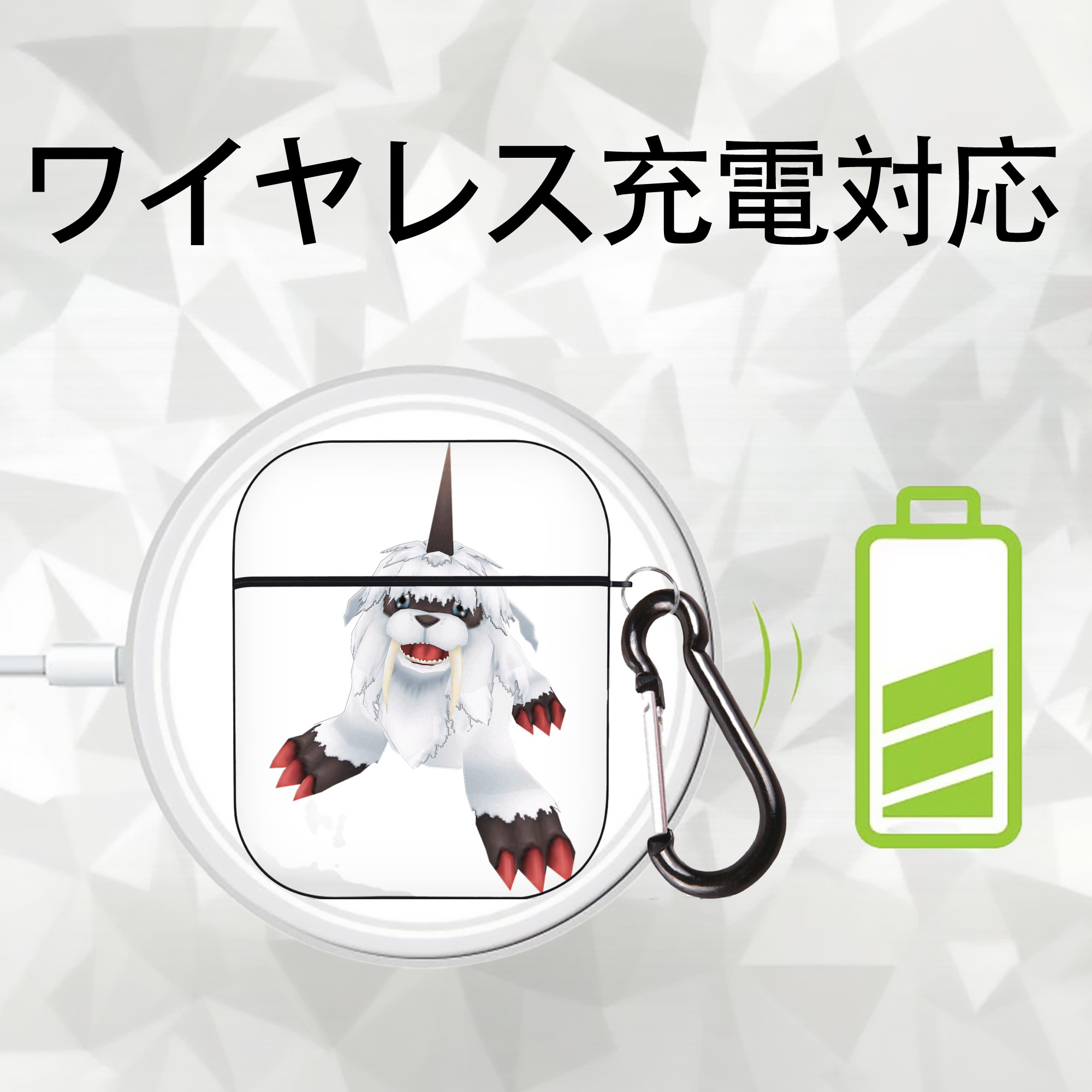 Digimon デジタルモンスター/デジモン AirPods 第2世代保護ケース ハードシェル ブラック 耐衝撃・防指紋・カラビナ付き