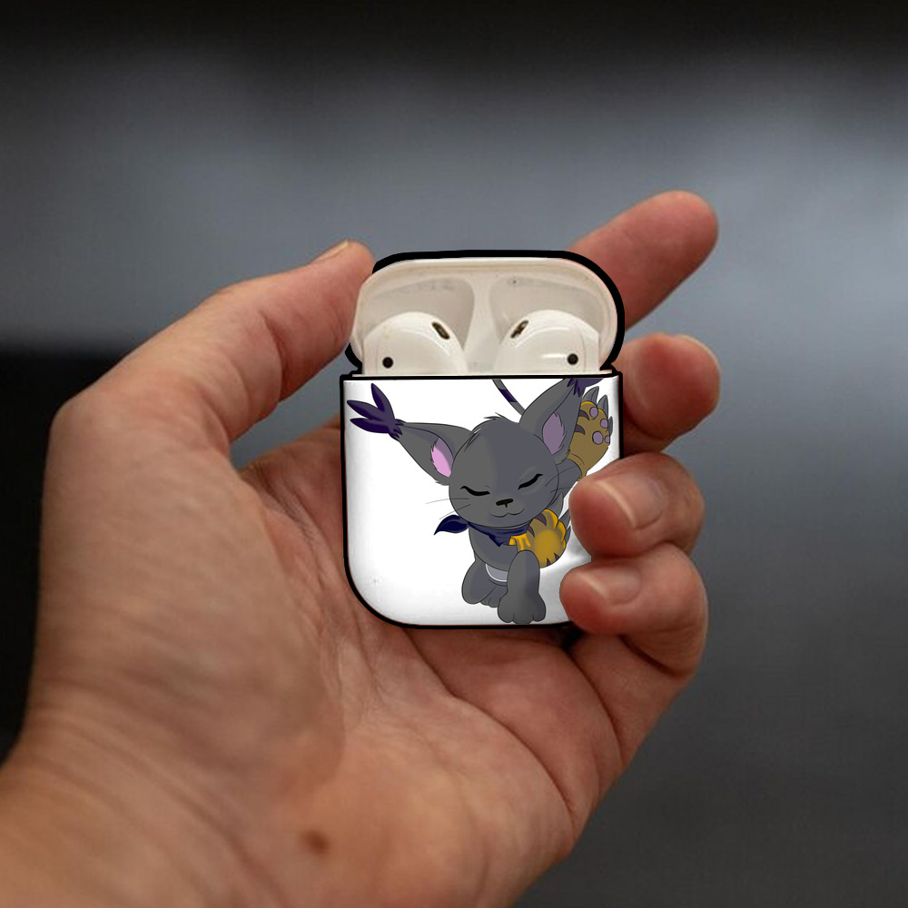 Digimon デジタルモンスター/デジモン AirPods 第2世代保護ケース ハードシェル ブラック 耐衝撃・防指紋・カラビナ付き