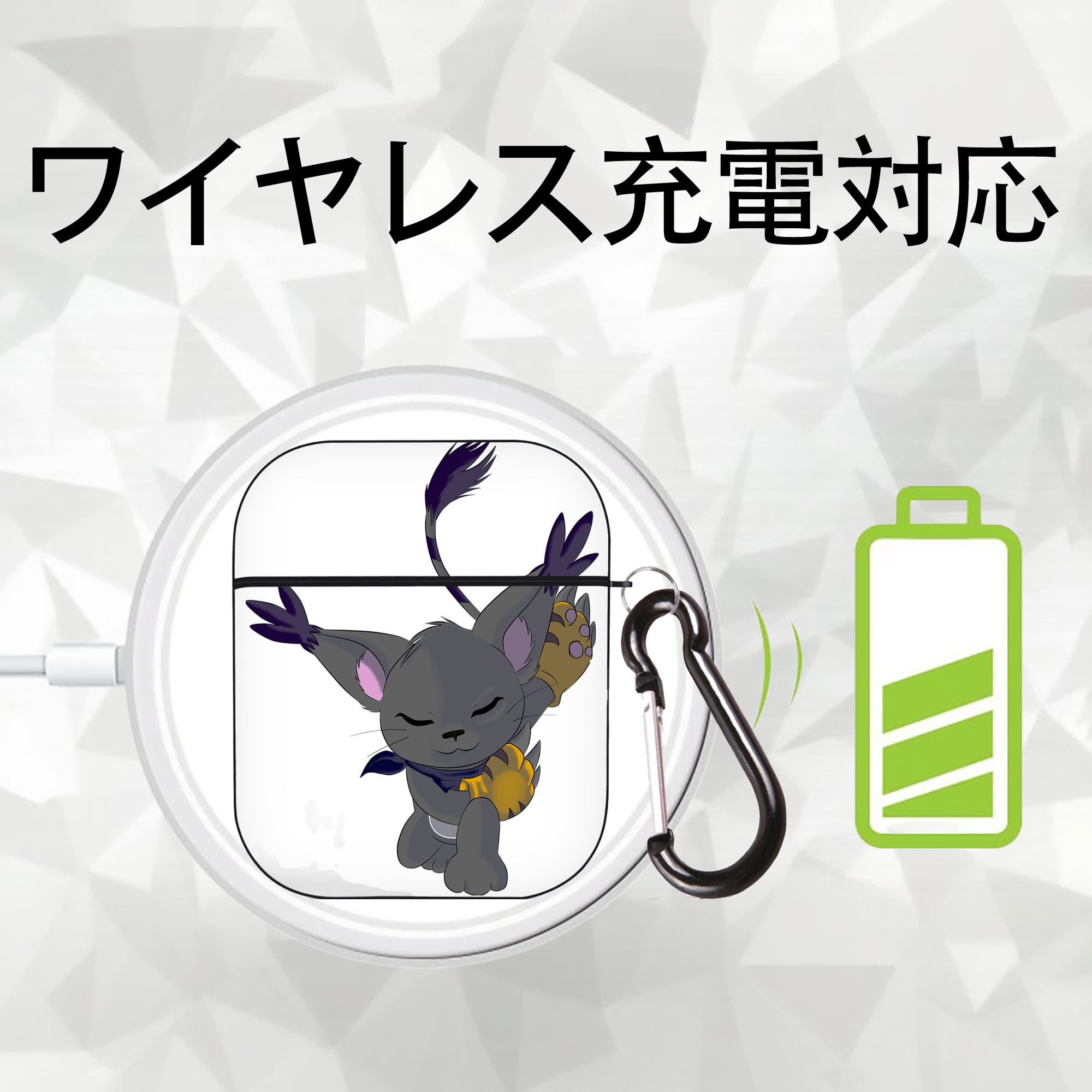 Digimon デジタルモンスター/デジモン AirPods 第2世代保護ケース ハードシェル ブラック 耐衝撃・防指紋・カラビナ付き