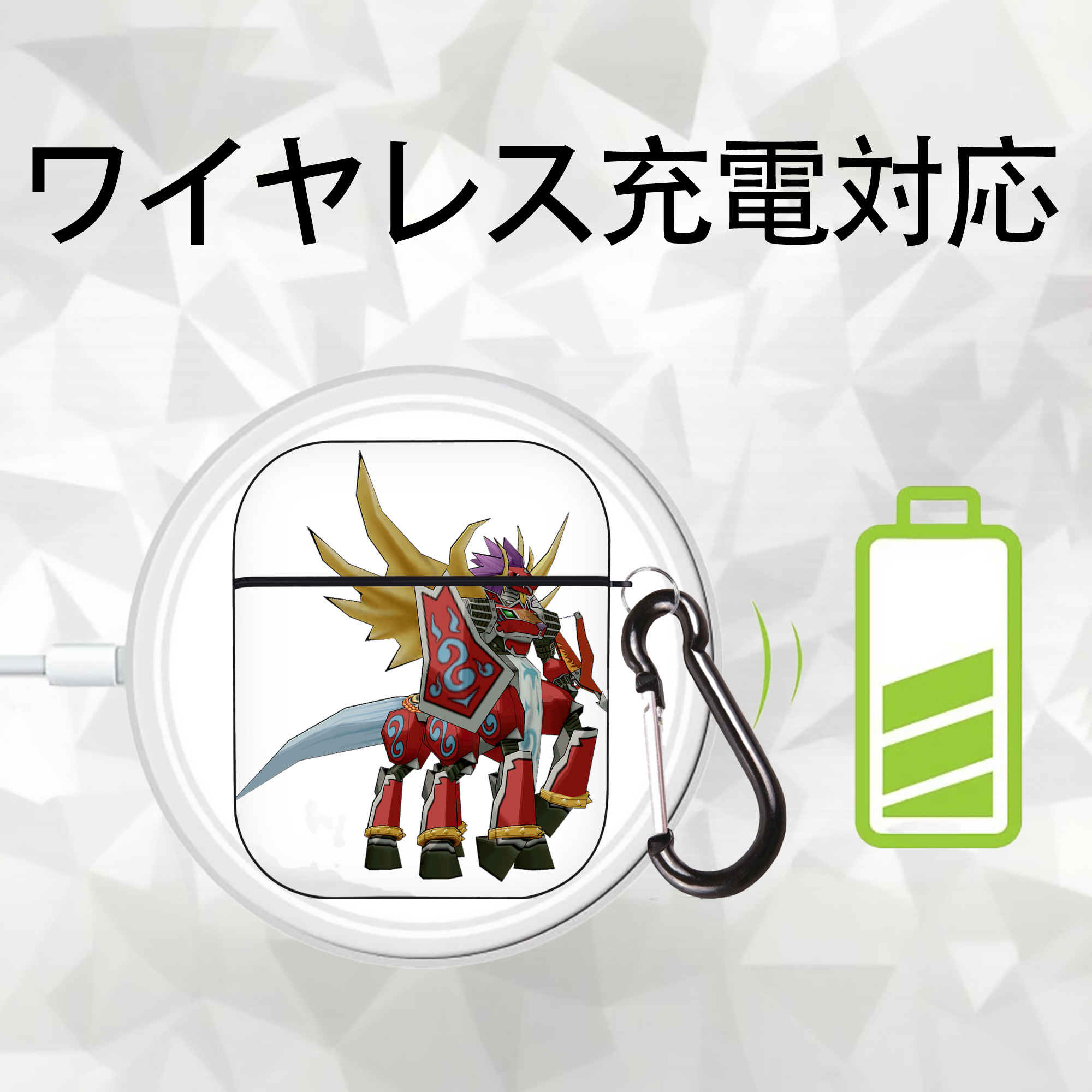 Digimon デジタルモンスター/デジモン AirPods 第2世代保護ケース ハードシェル ブラック 耐衝撃・防指紋・カラビナ付き