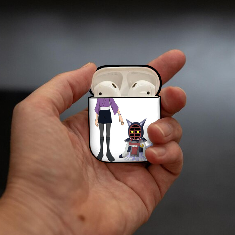 Digimon デジタルモンスター/デジモン AirPods 第2世代保護ケース ハードシェル ブラック 耐衝撃・防指紋・カラビナ付き