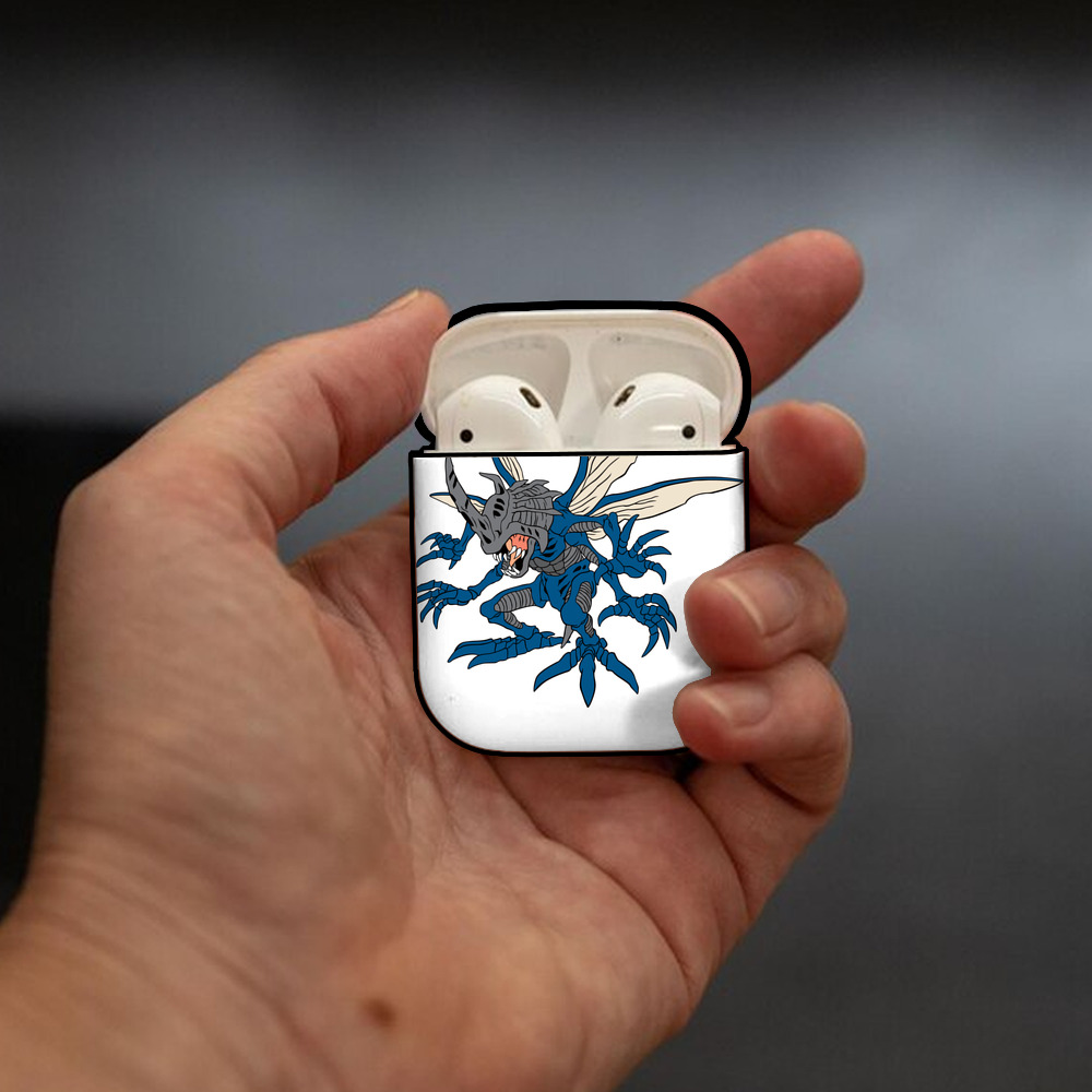 Digimon デジタルモンスター/デジモン AirPods 第2世代保護ケース ハードシェル ブラック 耐衝撃・防指紋・カラビナ付き