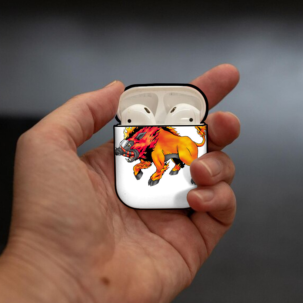 Digimon デジタルモンスター/デジモン AirPods 第2世代保護ケース ハードシェル ブラック 耐衝撃・防指紋・カラビナ付き