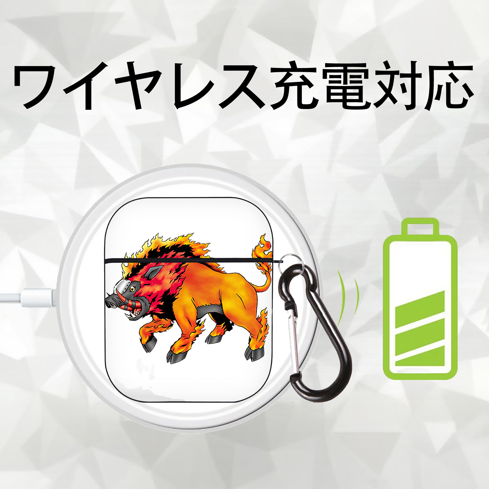 Digimon デジタルモンスター/デジモン AirPods 第2世代保護ケース ハードシェル ブラック 耐衝撃・防指紋・カラビナ付き