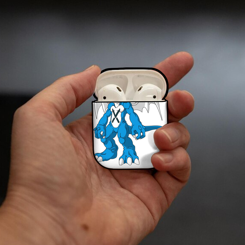 Digimon デジタルモンスター/デジモン AirPods 第2世代保護ケース ハードシェル ブラック 耐衝撃・防指紋・カラビナ付き