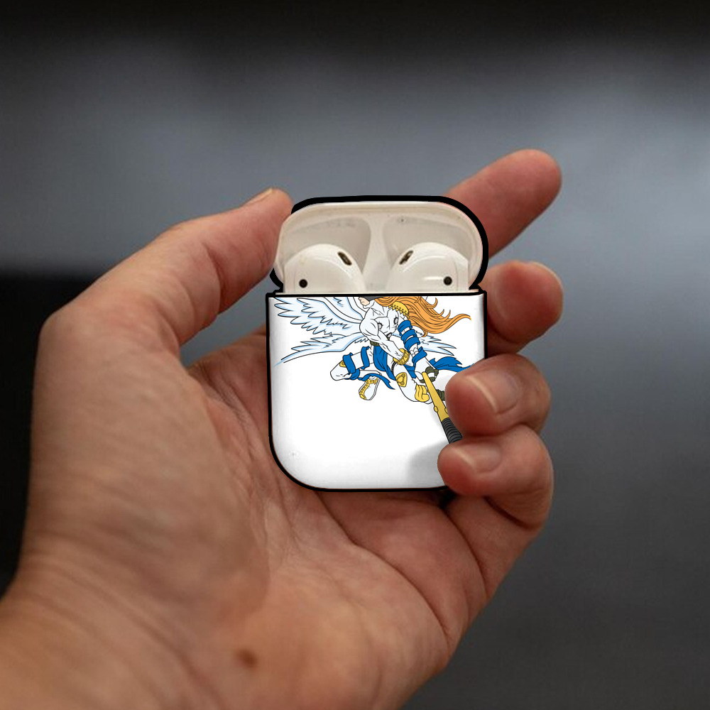 Digimon デジタルモンスター/デジモン AirPods 第2世代保護ケース ハードシェル ブラック 耐衝撃・防指紋・カラビナ付き