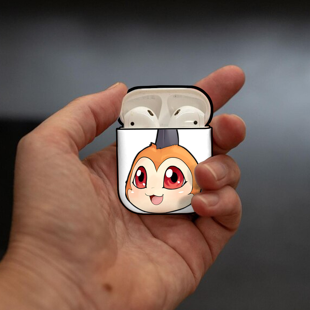 Digimon デジタルモンスター/デジモン AirPods 第2世代保護ケース ハードシェル ブラック 耐衝撃・防指紋・カラビナ付き