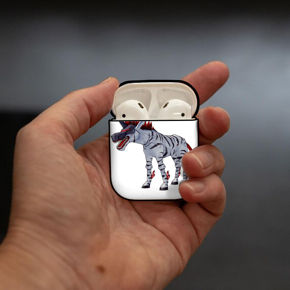 Digimon デジタルモンスター/デジモン AirPods 第2世代保護ケース ハードシェル ブラック 耐衝撃・防指紋・カラビナ付き