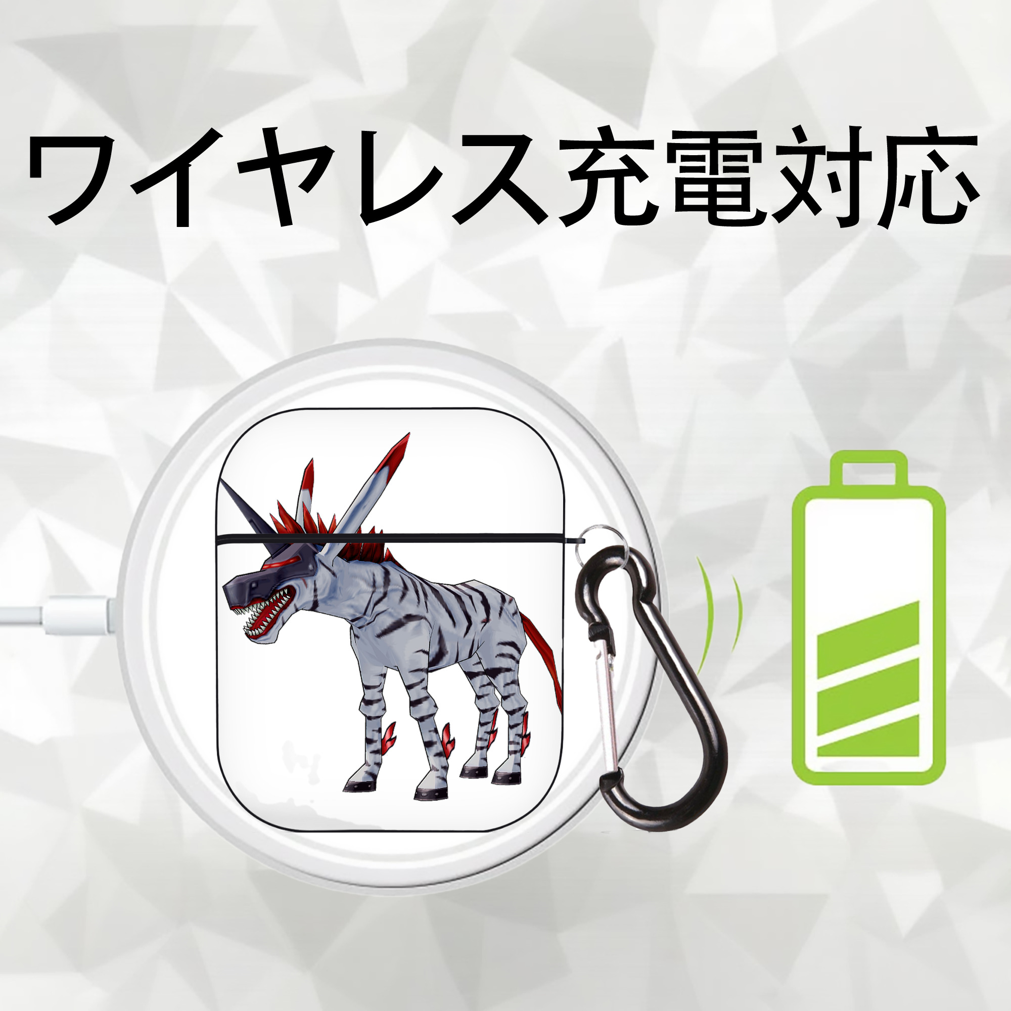 Digimon デジタルモンスター/デジモン AirPods 第2世代保護ケース ハードシェル ブラック 耐衝撃・防指紋・カラビナ付き