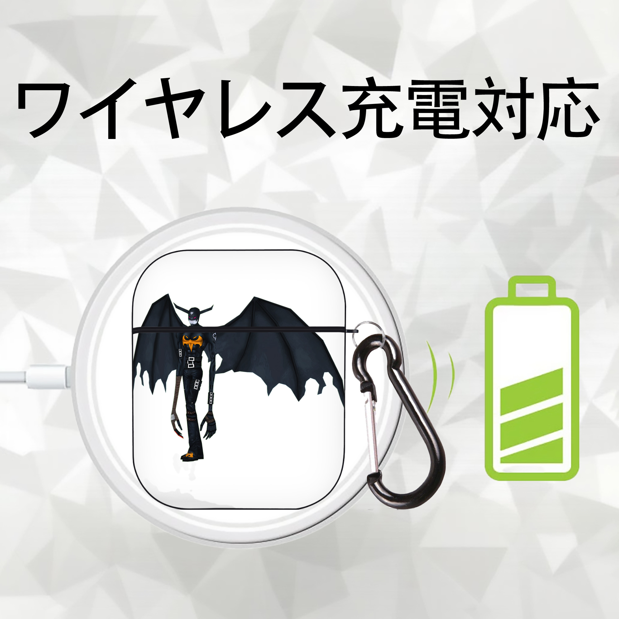 Digimon デジタルモンスター/デジモン AirPods 第2世代保護ケース ハードシェル ブラック 耐衝撃・防指紋・カラビナ付き