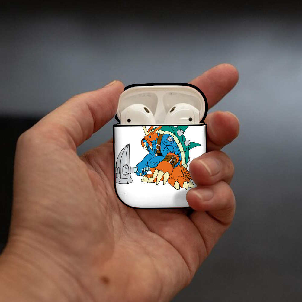 Digimon デジタルモンスター/デジモン AirPods 第2世代保護ケース ハードシェル ブラック 耐衝撃・防指紋・カラビナ付き