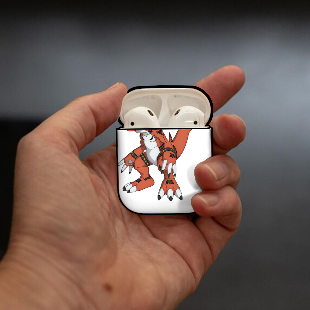 Digimon デジタルモンスター/デジモン AirPods 第2世代保護ケース ハードシェル ブラック 耐衝撃・防指紋・カラビナ付き