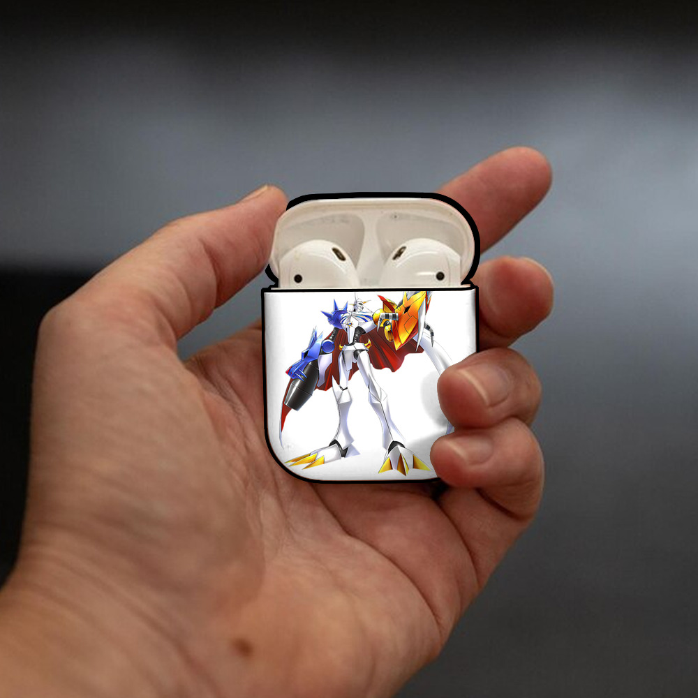 Digimon デジタルモンスター/デジモン AirPods 第2世代保護ケース ハードシェル ブラック 耐衝撃・防指紋・カラビナ付き