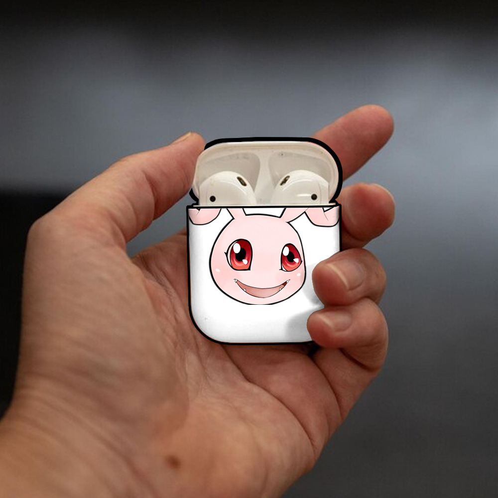 Digimon デジタルモンスター/デジモン AirPods 第2世代保護ケース ハードシェル ブラック 耐衝撃・防指紋・カラビナ付き