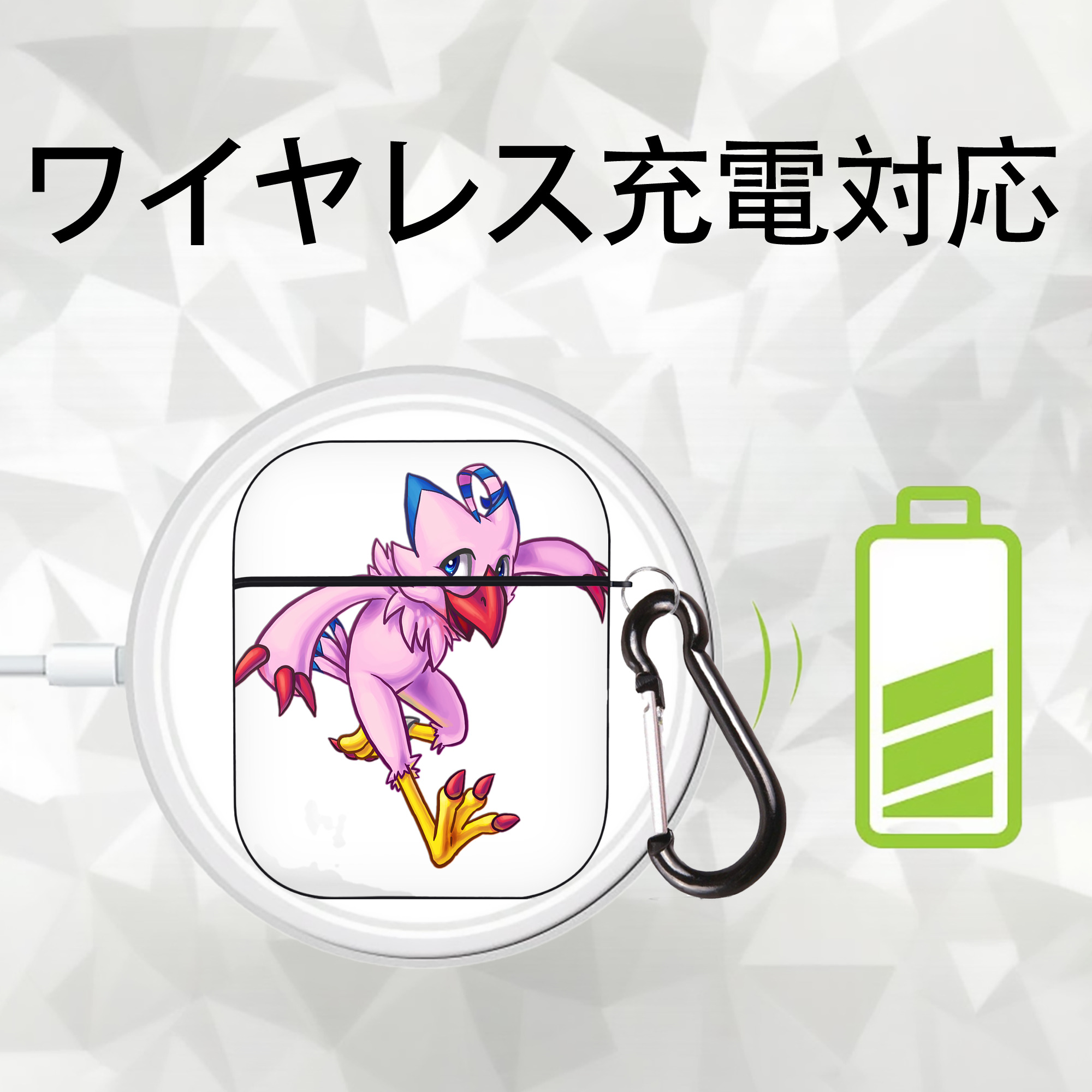 Digimon デジタルモンスター/デジモン AirPods 第2世代保護ケース ハードシェル ブラック 耐衝撃・防指紋・カラビナ付き