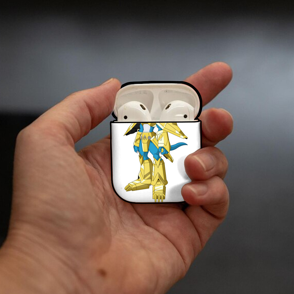 Digimon デジタルモンスター/デジモン AirPods 第2世代保護ケース ハードシェル ブラック 耐衝撃・防指紋・カラビナ付き