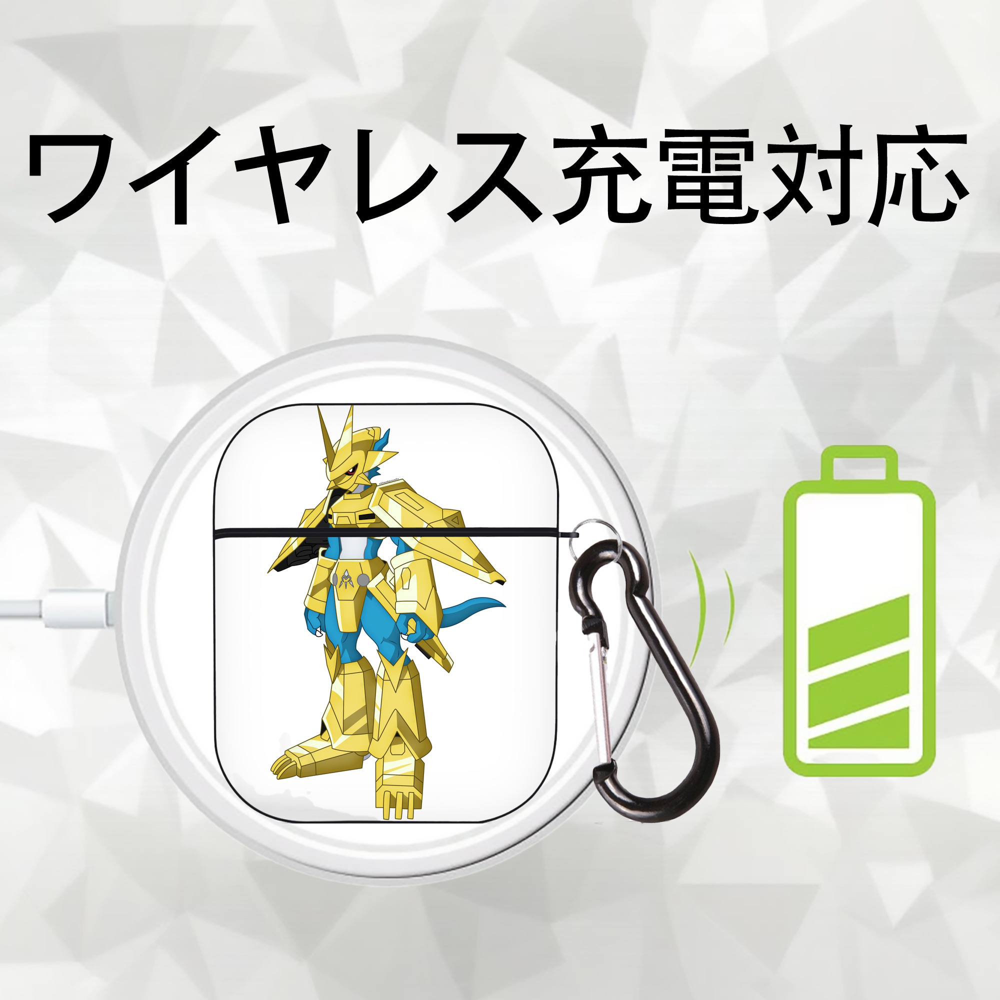 Digimon デジタルモンスター/デジモン AirPods 第2世代保護ケース ハードシェル ブラック 耐衝撃・防指紋・カラビナ付き