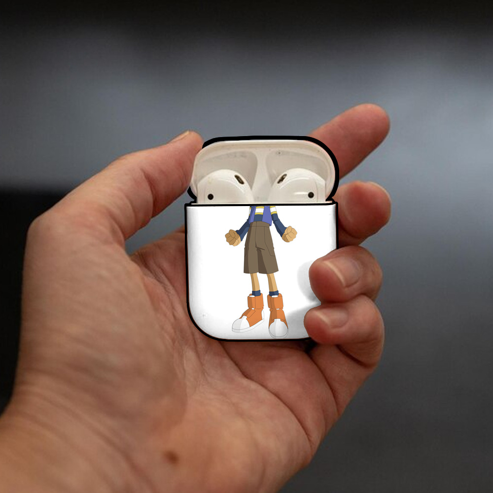 Digimon デジタルモンスター/デジモン AirPods 第2世代保護ケース ハードシェル ブラック 耐衝撃・防指紋・カラビナ付き