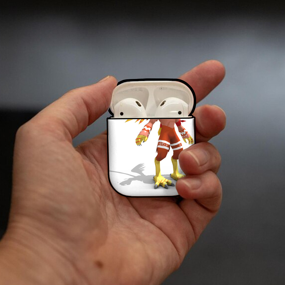 Digimon デジタルモンスター/デジモン AirPods 第2世代保護ケース ハードシェル ブラック 耐衝撃・防指紋・カラビナ付き
