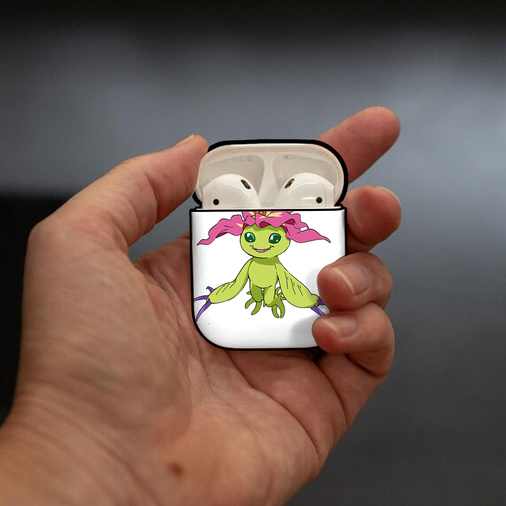Digimon デジタルモンスター/デジモン AirPods 第2世代保護ケース ハードシェル ブラック 耐衝撃・防指紋・カラビナ付き