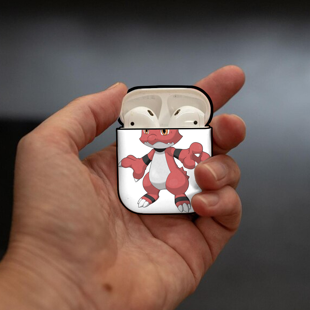 Digimon デジタルモンスター/デジモン AirPods 第2世代保護ケース ハードシェル ブラック 耐衝撃・防指紋・カラビナ付き