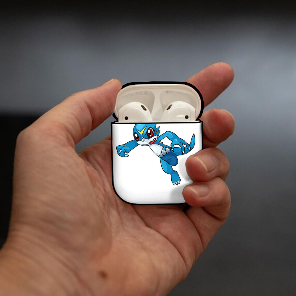 Digimon デジタルモンスター/デジモン AirPods 第2世代保護ケース ハードシェル ブラック 耐衝撃・防指紋・カラビナ付き