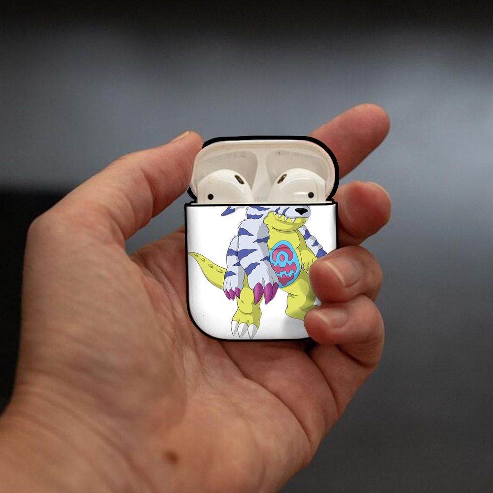 Digimon デジタルモンスター/デジモン AirPods 第2世代保護ケース ハードシェル ブラック 耐衝撃・防指紋・カラビナ付き