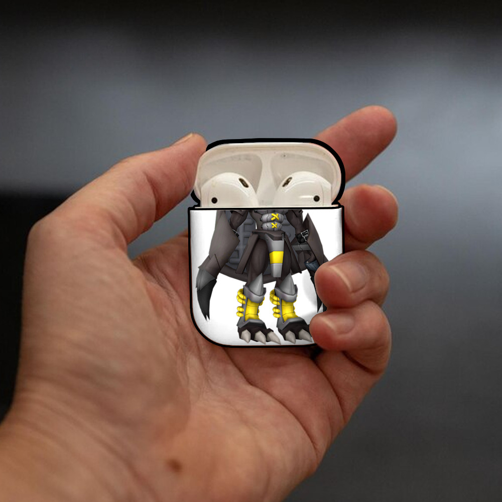 Digimon デジタルモンスター/デジモン AirPods 第2世代保護ケース ハードシェル ブラック 耐衝撃・防指紋・カラビナ付き
