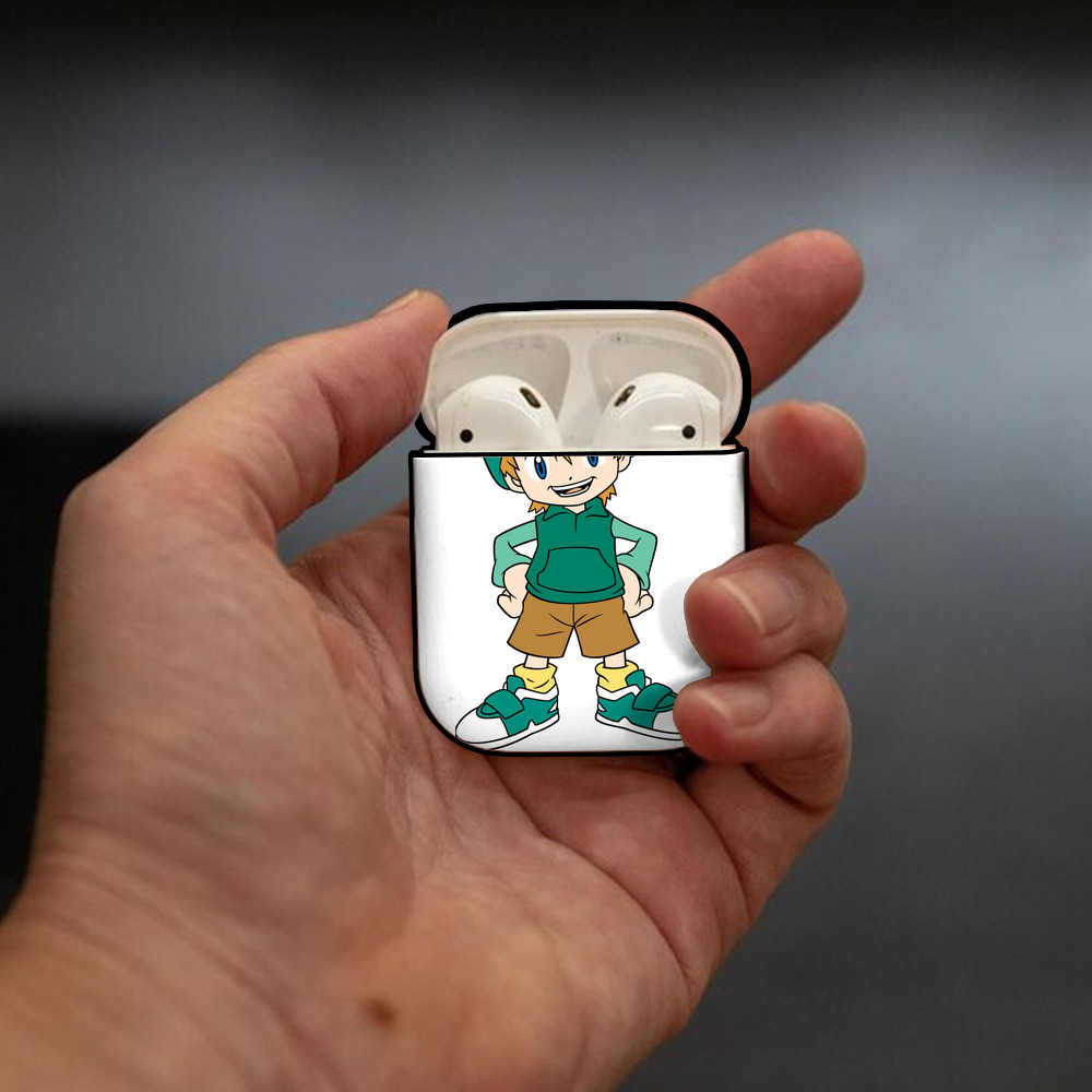 Digimon デジタルモンスター/デジモン AirPods 第2世代保護ケース ハードシェル ブラック 耐衝撃・防指紋・カラビナ付き