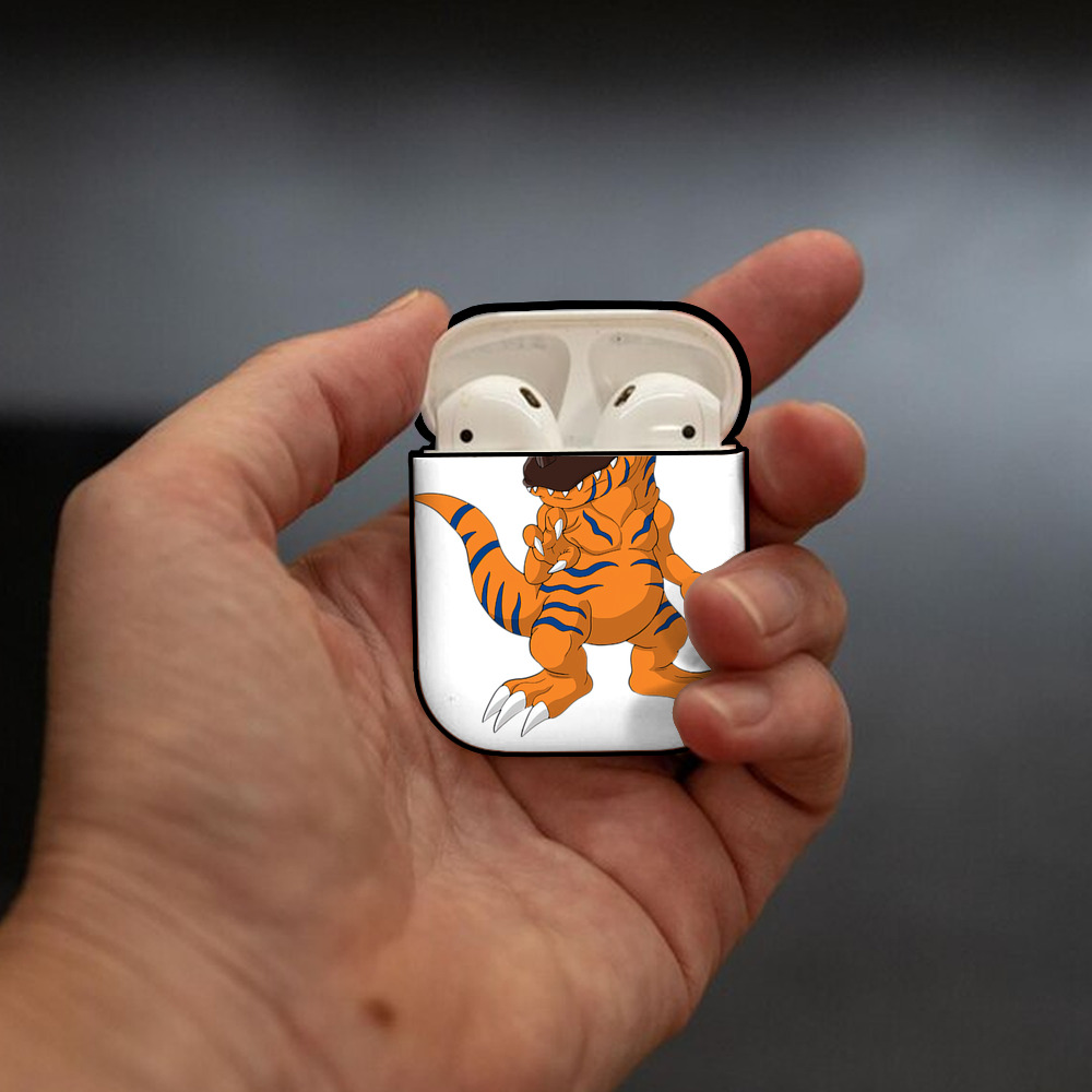 Digimon デジタルモンスター/デジモン AirPods 第2世代保護ケース ハードシェル ブラック 耐衝撃・防指紋・カラビナ付き