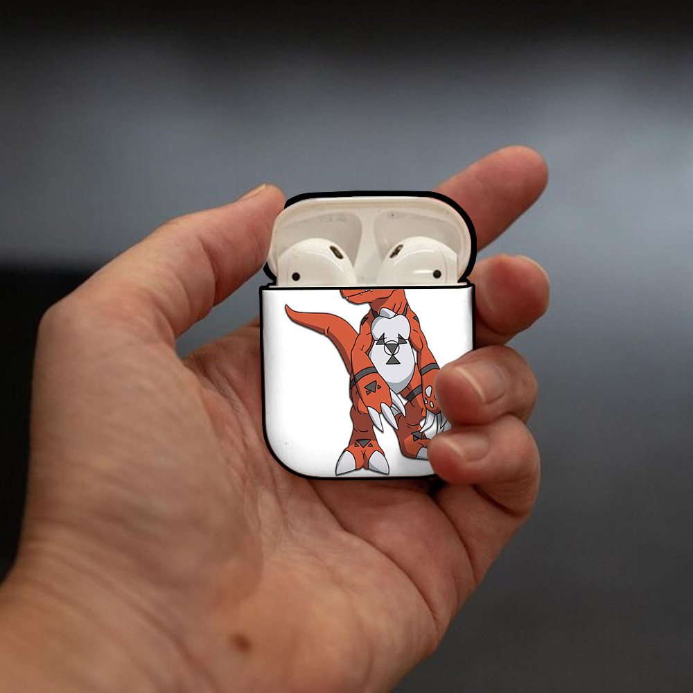 Digimon デジタルモンスター/デジモン AirPods 第2世代保護ケース ハードシェル ブラック 耐衝撃・防指紋・カラビナ付き