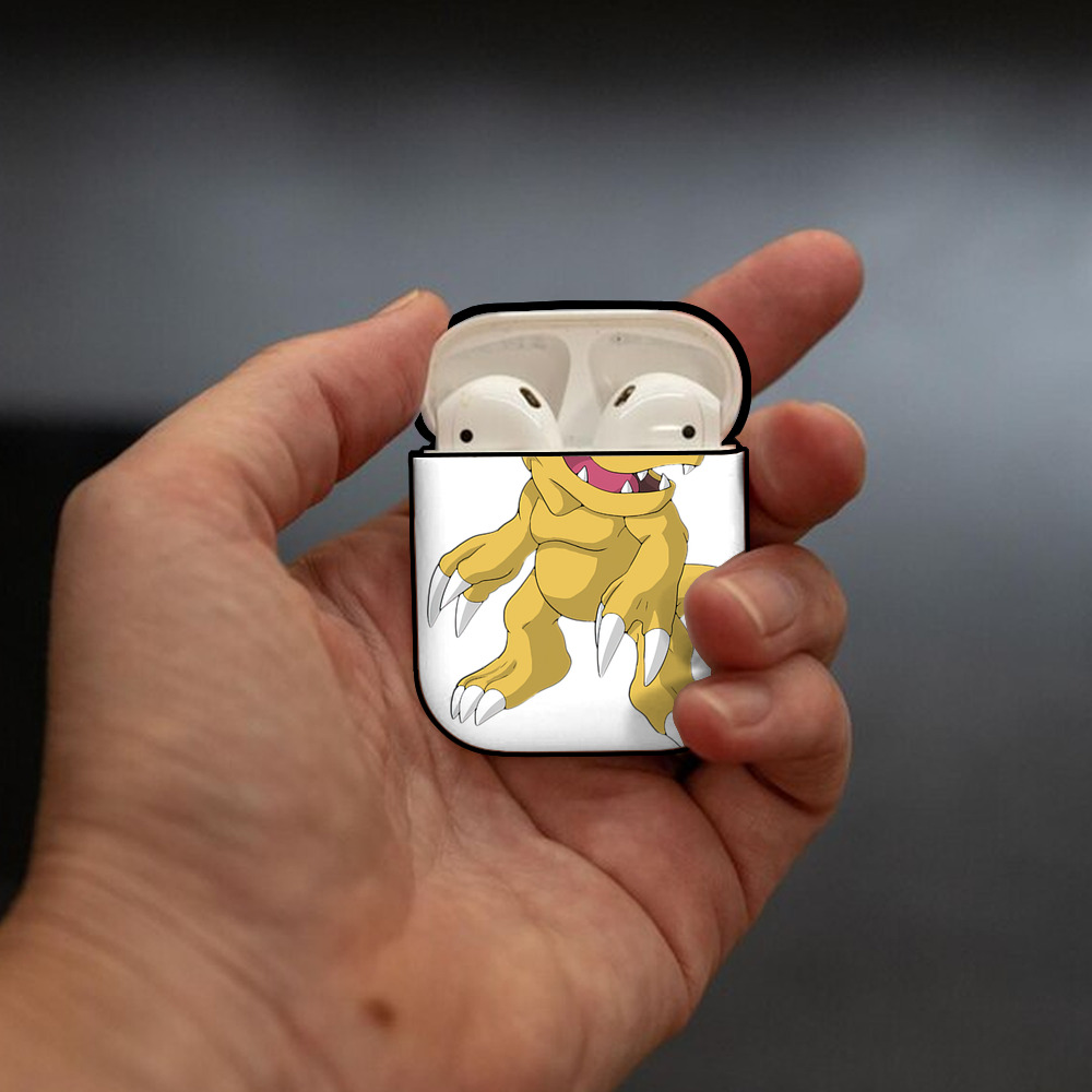 Digimon デジタルモンスター/デジモン AirPods 第2世代保護ケース ハードシェル ブラック 耐衝撃・防指紋・カラビナ付き