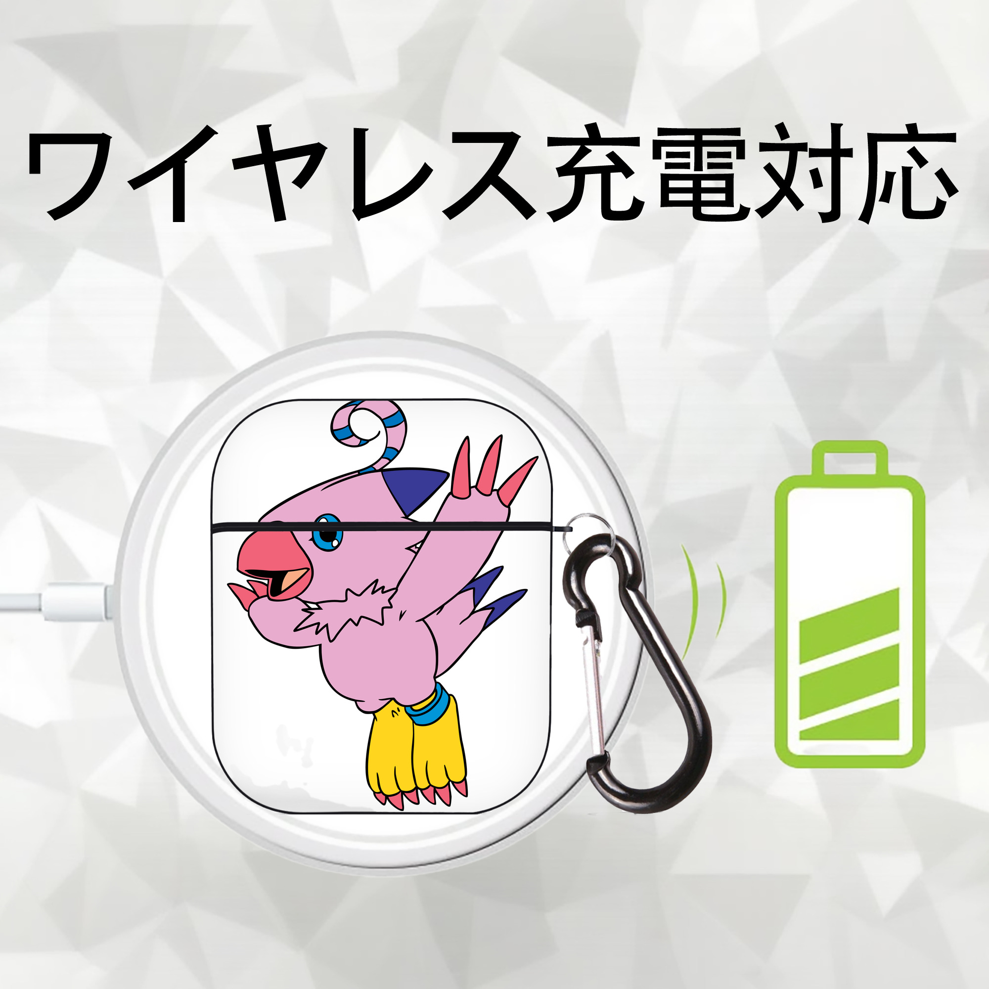 Digimon デジタルモンスター/デジモン AirPods 第2世代保護ケース ハードシェル ブラック 耐衝撃・防指紋・カラビナ付き