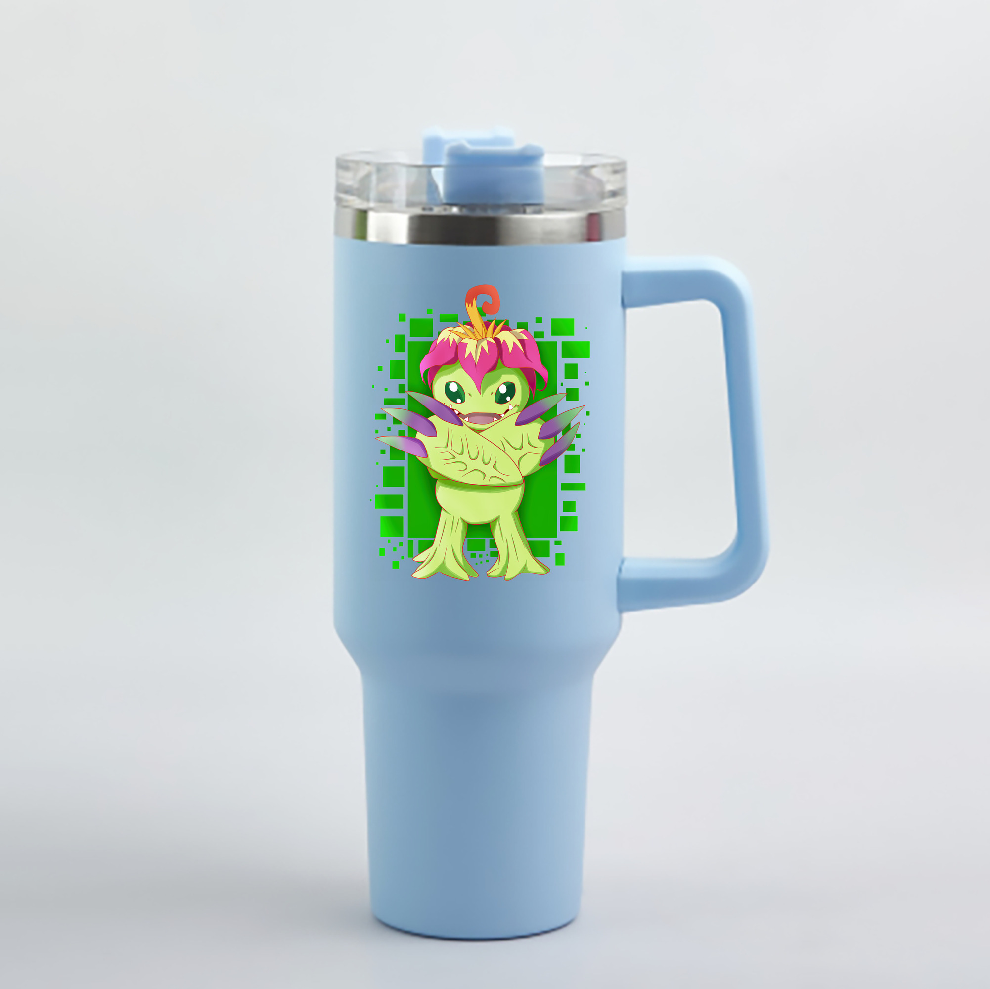 （画像用） Digimon デジタルモンスター/デジモン 1200mL車用タンブラー - クリスタルステッカー（プラスチックストロー付き）